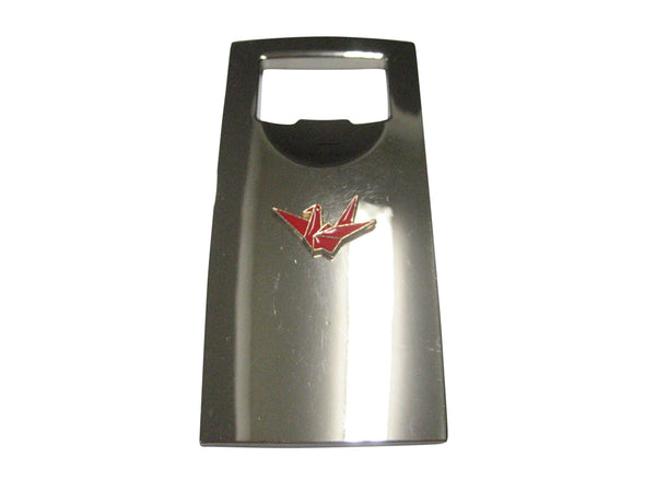 Red Toned Origami Crane Bird Bottle Opener