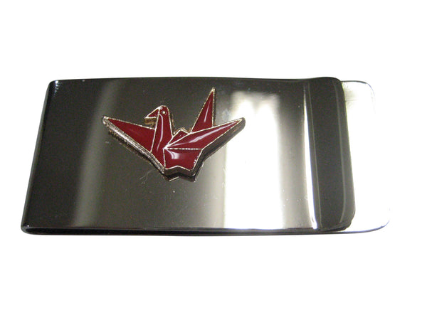 Red Toned Origami Crane Bird Money Clip