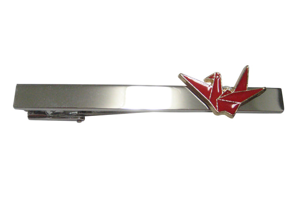 Red Toned Origami Crane Bird Tie Clip
