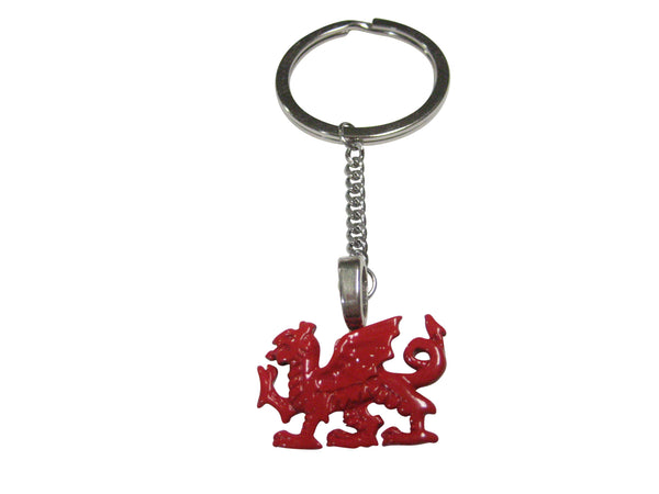 Red Toned Welsh Dragon Pendant Keychain