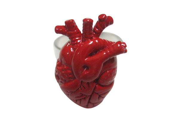 Red Anatomical Heart Adjustable Size Fashion Ring