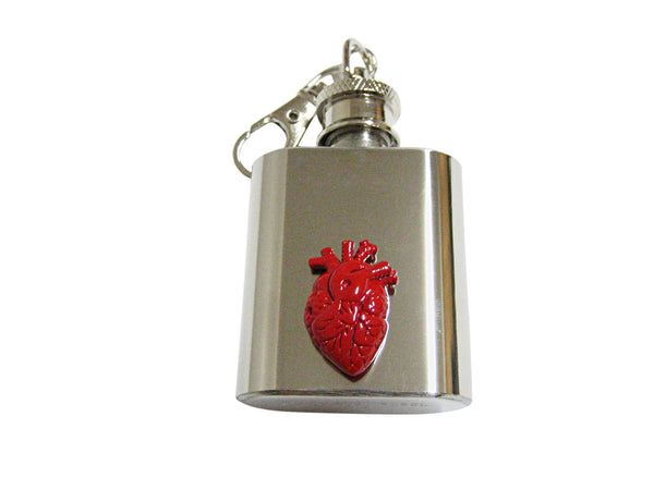 Red Anatomical Heart 1 Oz. Stainless Steel Key Chain Flask
