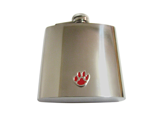 Red Animal Paw Print 6 Oz. Stainless Steel Flask