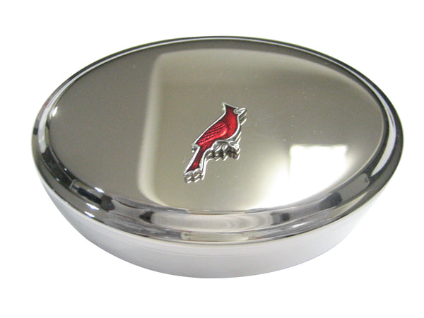 Red Cardinal Bird Oval Trinket Jewelry Box