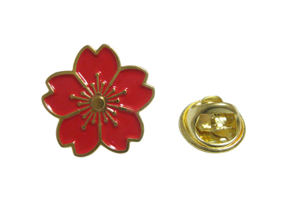 Red Cherry Blossom Flower Lapel Pin