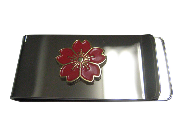 Red Cherry Blossom Flower Money Clip