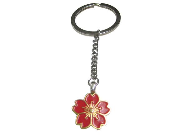 Red Cherry Blossom Flower Pendant Keychain