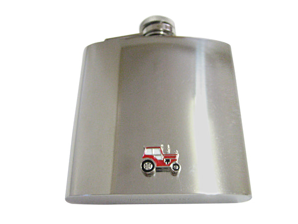 Red Classic Farm Tractor 6 Oz. Stainless Steel Flask