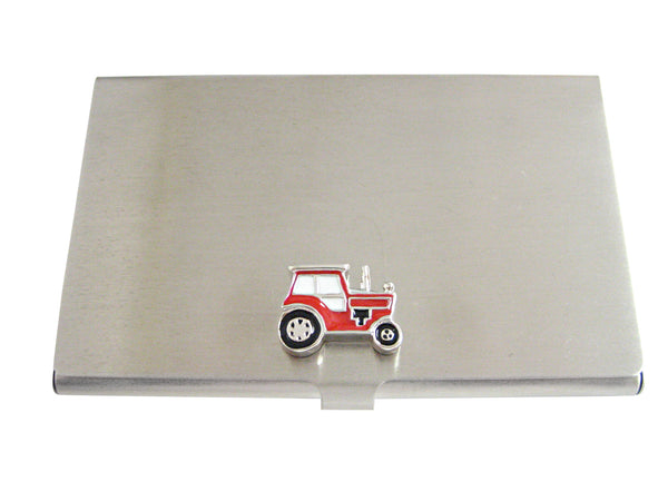 Red Classic Farm Tractor Business Card Holder