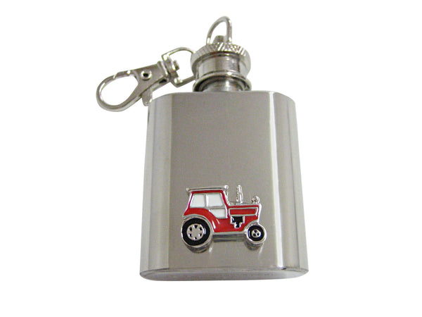 Red Classic Farm Tractor 1 Oz. Stainless Steel Key Chain Flask