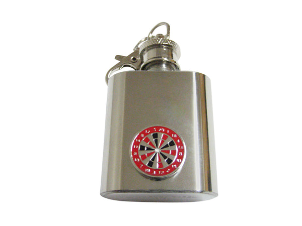 Red Dartboard 1 Oz. Stainless Steel Key Chain Flask