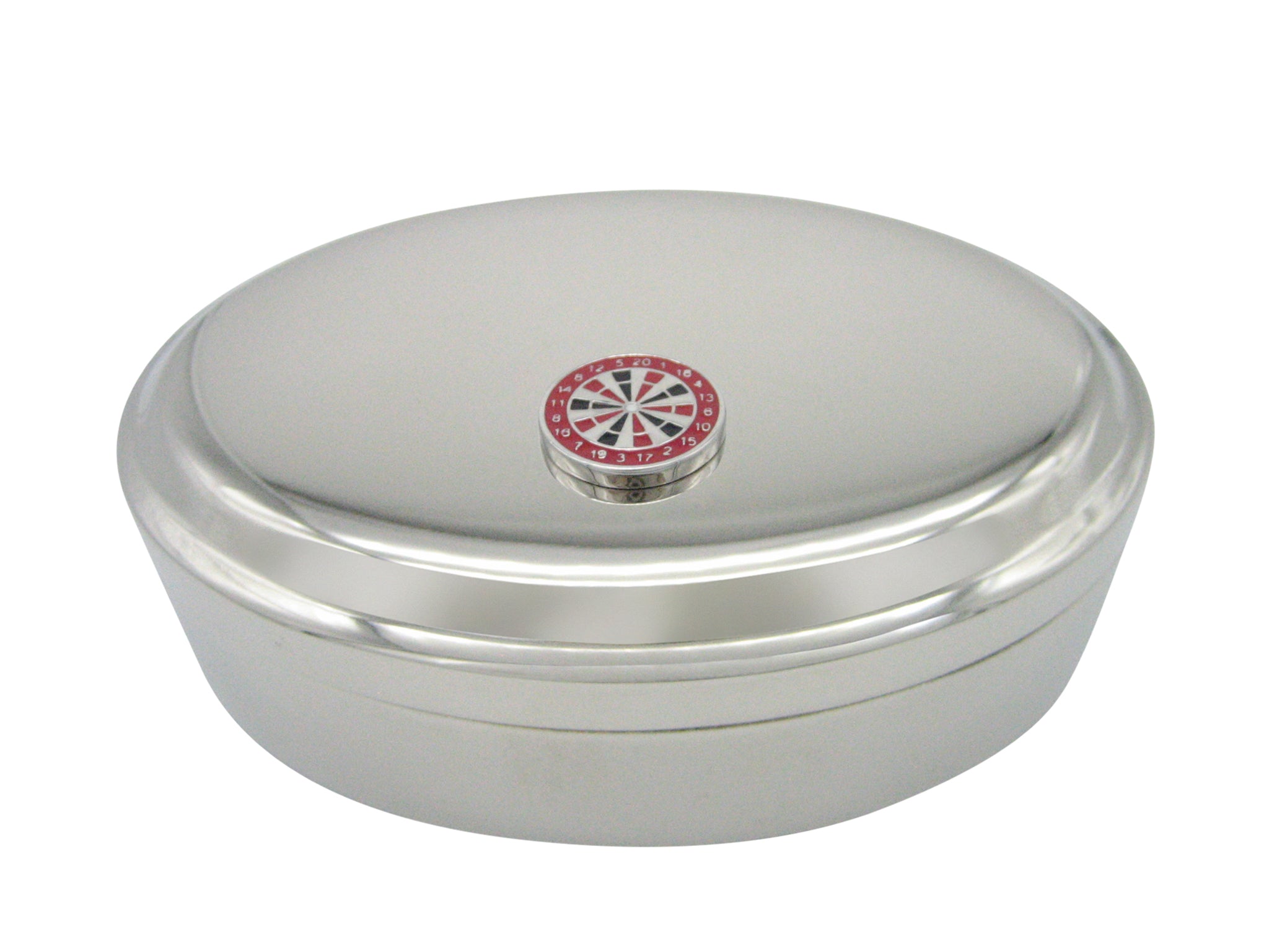 Red Dartboard Pendant Oval Trinket Jewelry Box