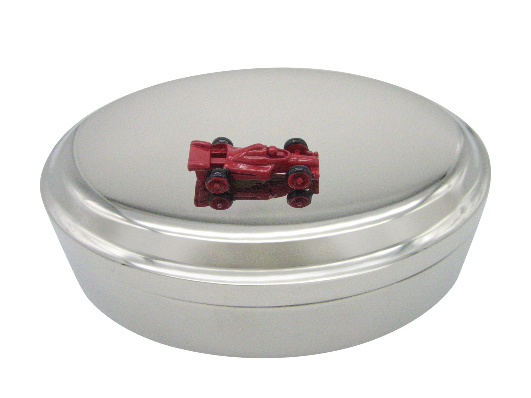 Red F1 Racing Car Pendant Oval Trinket Jewelry Box