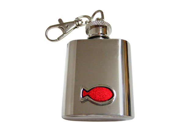 Red Fish 1 Oz. Stainless Steel Key Chain Flask