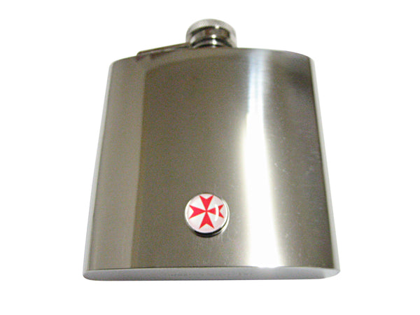 Red Maltese Cross 6 Oz. Stainless Steel Flask