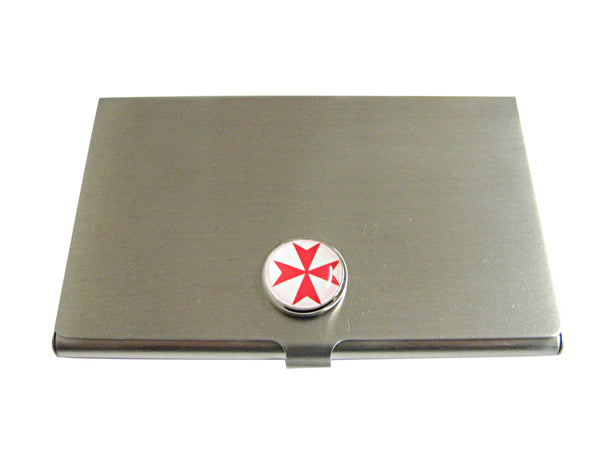 Red Maltese Cross Business Card Holder