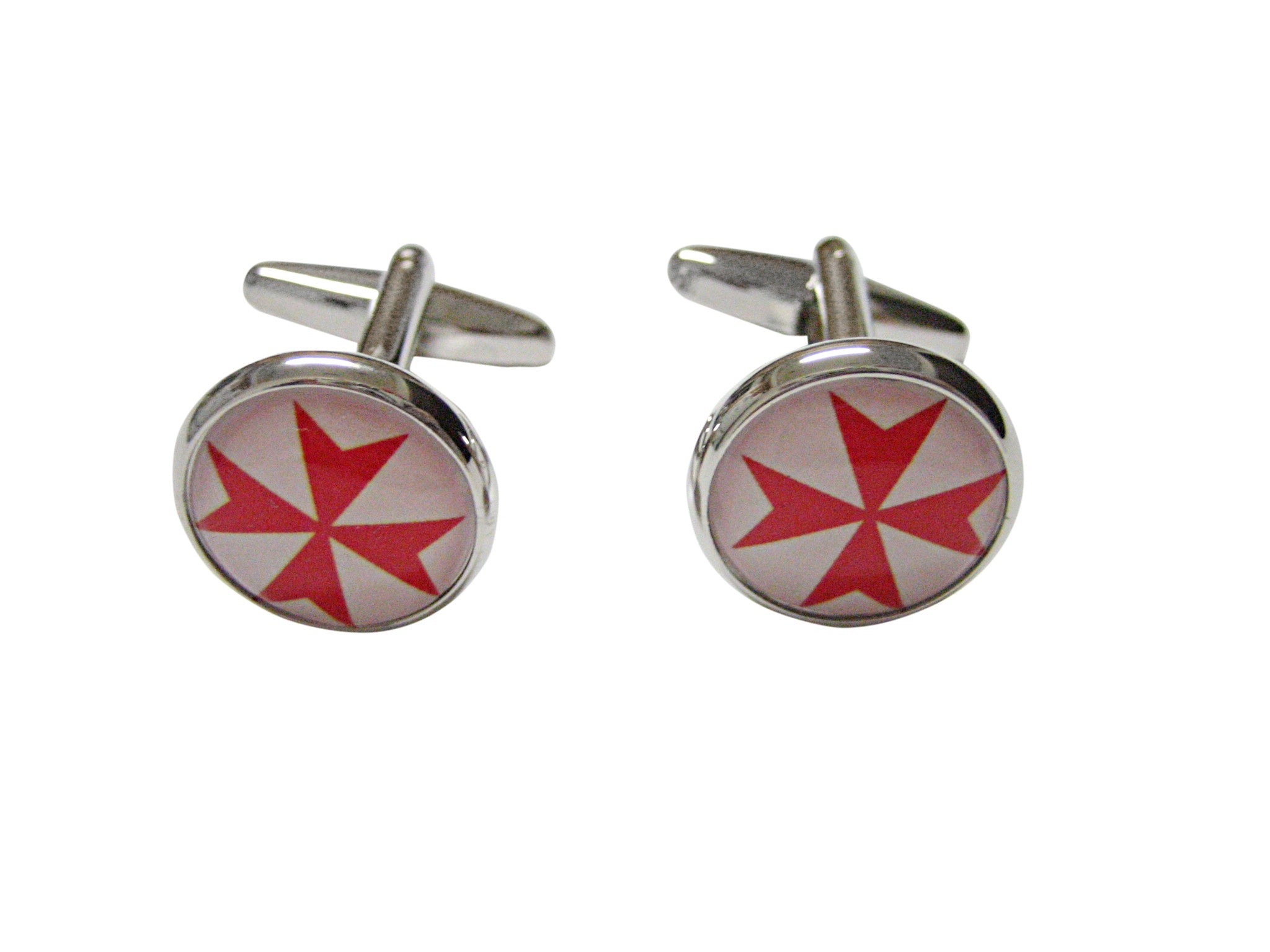 Red Maltese Cross Pendant Cufflinks