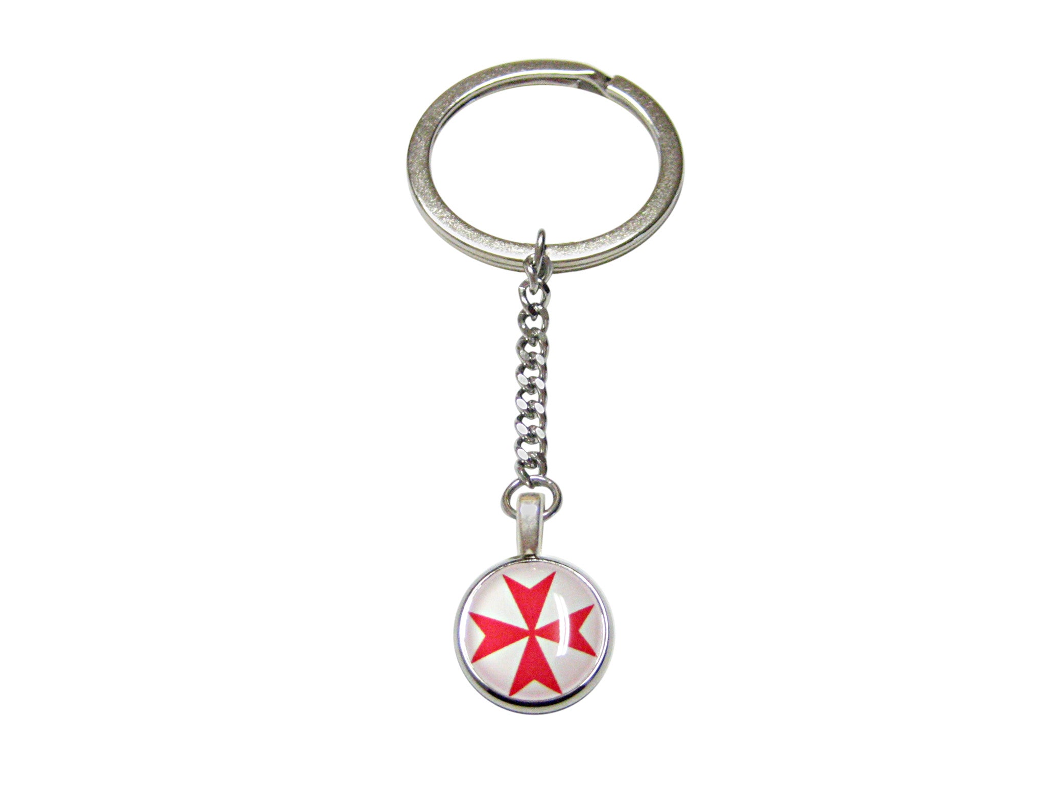 Red Maltese Cross Pendant Keychain
