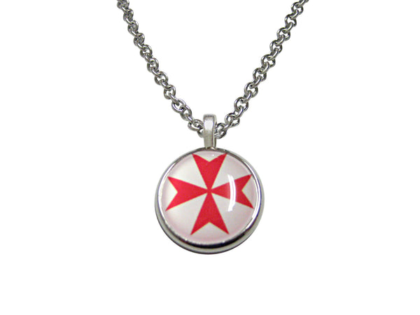 Red Maltese Cross Pendant Necklace