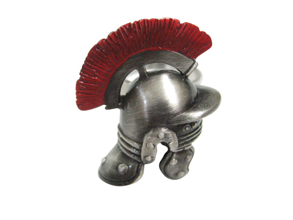 Red Plumed Roman War Helmet Adjustable Size Fashion Ring