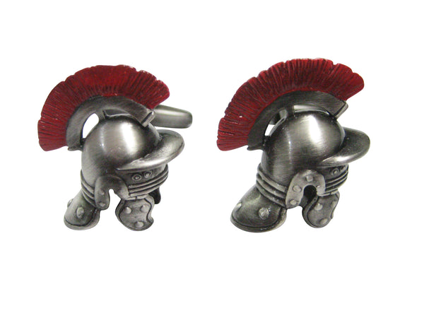 Red Plumed Roman War Helmet Cufflinks