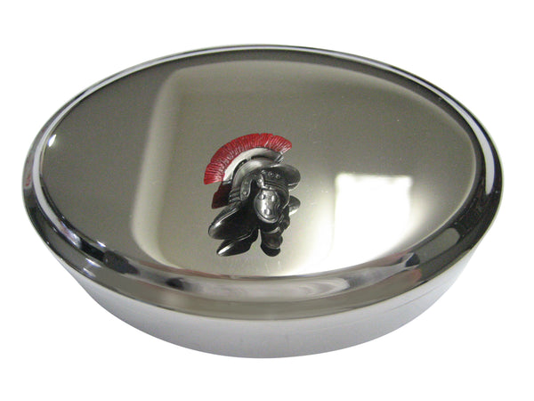 Red Plumed Roman War Helmet Oval Trinket Jewelry Box