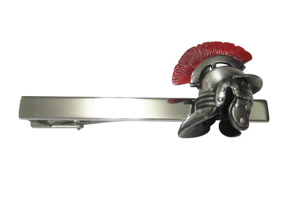 Red Plumed Roman War Helmet Square Tie Clip