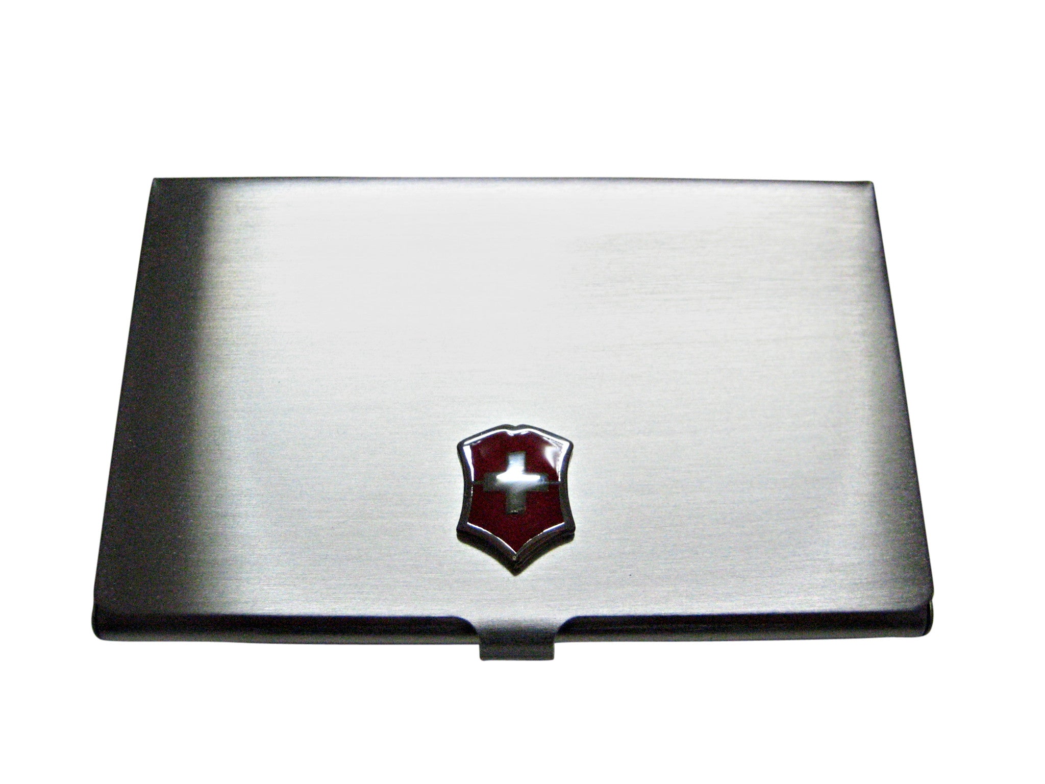 Red Shield Cross Business Card Holder