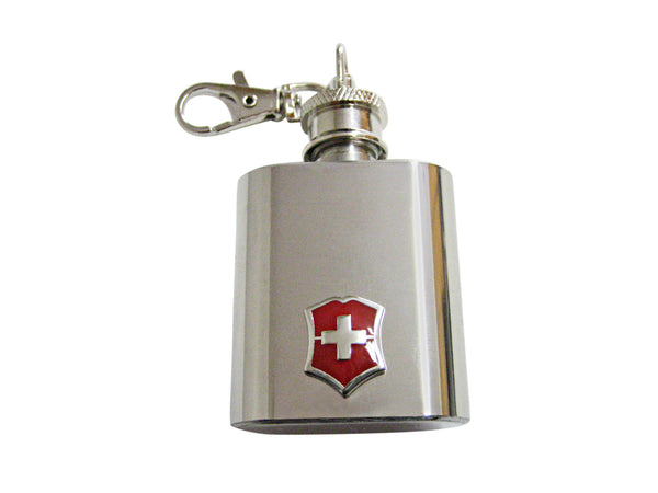 Red Shield Cross 1 Oz. Stainless Steel Key Chain Flask