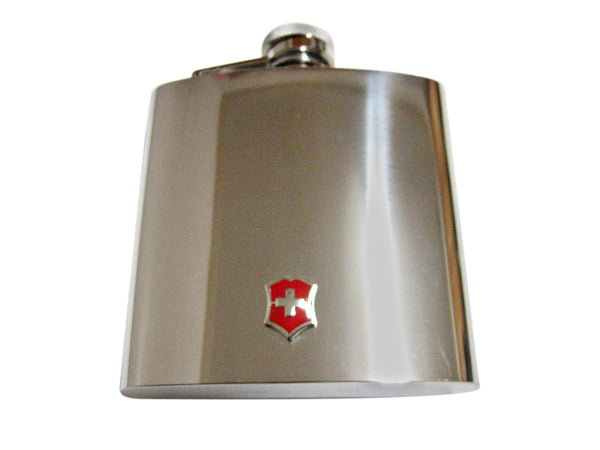 Red Shield Cross 6 Oz. Stainless Steel Flask