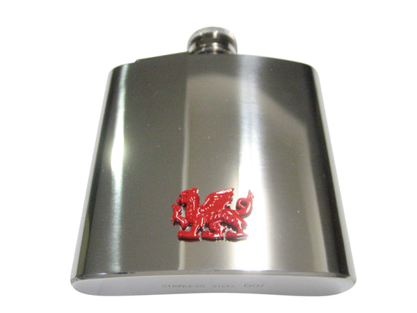 Red Toned Welsh Dragon 6oz Flask