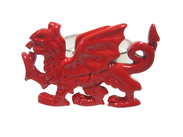 Red Toned Welsh Dragon Adjustable Size Fashion Ring