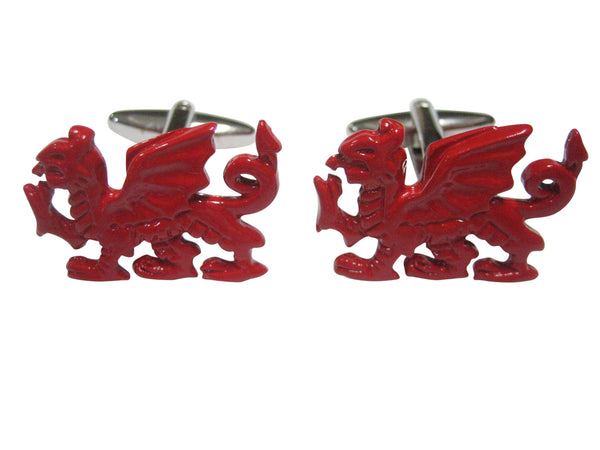 Red Toned Welsh Dragon Cufflinks