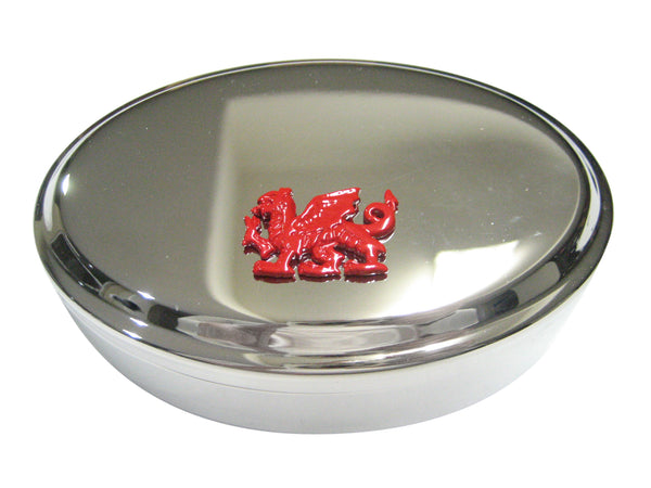 Red Toned Welsh Dragon Oval Trinket Jewelry Box