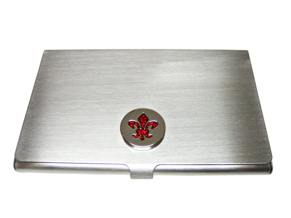 Red and Silver Fleur de Lys Business Card Holder