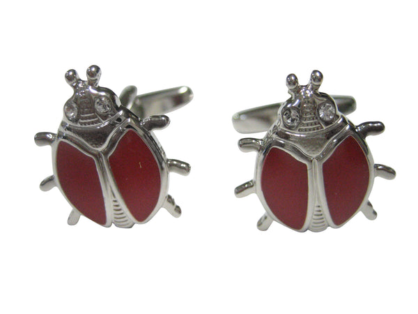 Red and Silver Toned Bug Insect Cufflinks