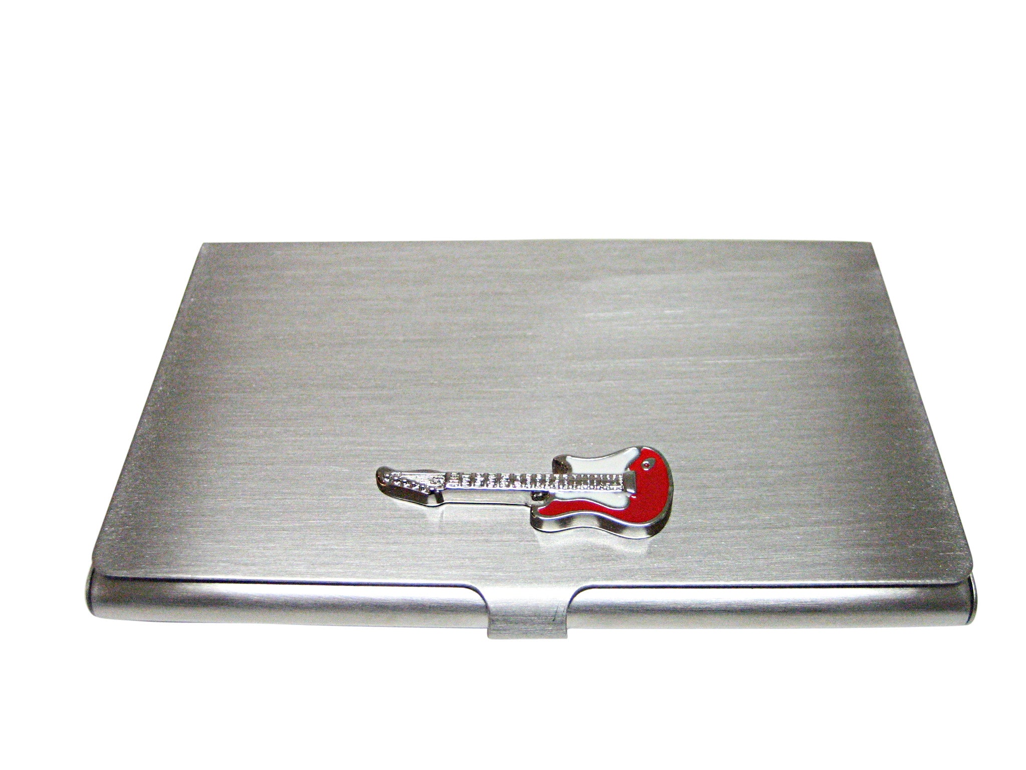 Red and White Full Guitar Business Card Holder