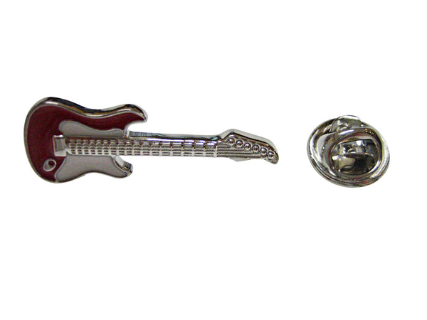 Red and White Toned Full Guitar Musical Instrument Lapel Pin