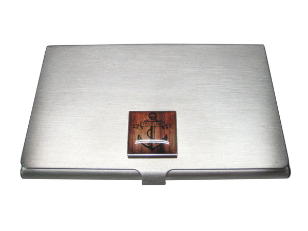 Red and Orange Toned Square Nautical I Refuse To Sink Anchor Business Card Holder