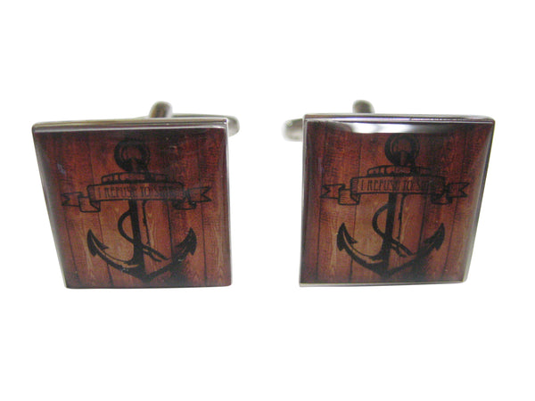 Red and Orange Toned Square Nautical I Refuse To Sink Anchor Cufflinks