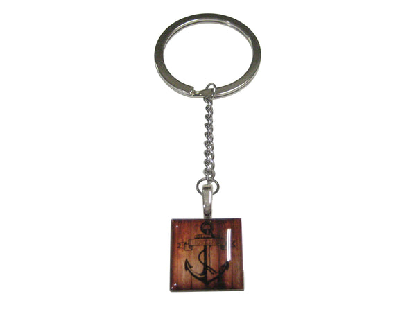 Red and Orange Toned Square Nautical I Refuse To Sink Anchor Pendant Keychain