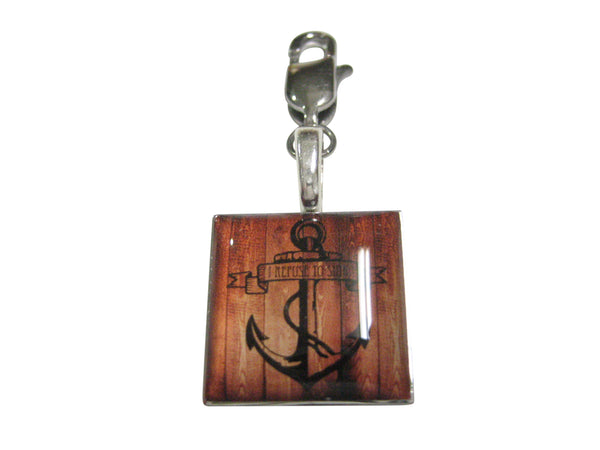 Red and Orange Toned Square Nautical I Refuse To Sink Anchor Pendant Zipper Pull Charm