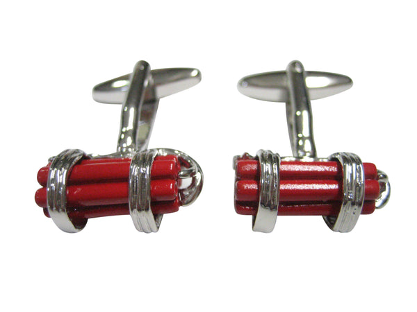 Red and Silver Toned Explosive Dynamite Cufflinks