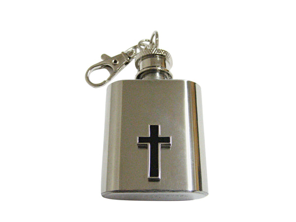 Religious Black Cross 1 Oz. Stainless Steel Key Chain Flask