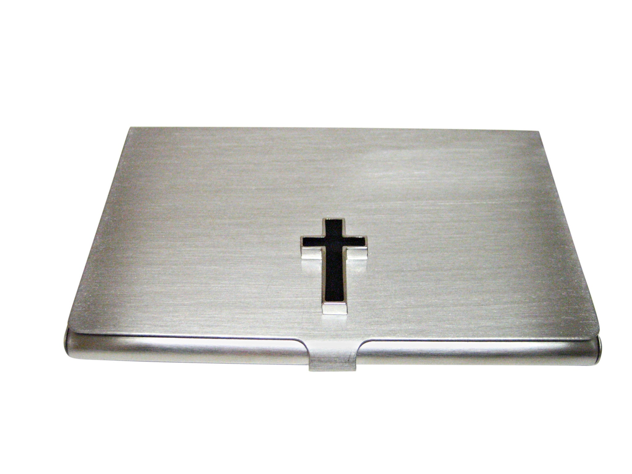 Religious Black Cross Matte Business Card Holder