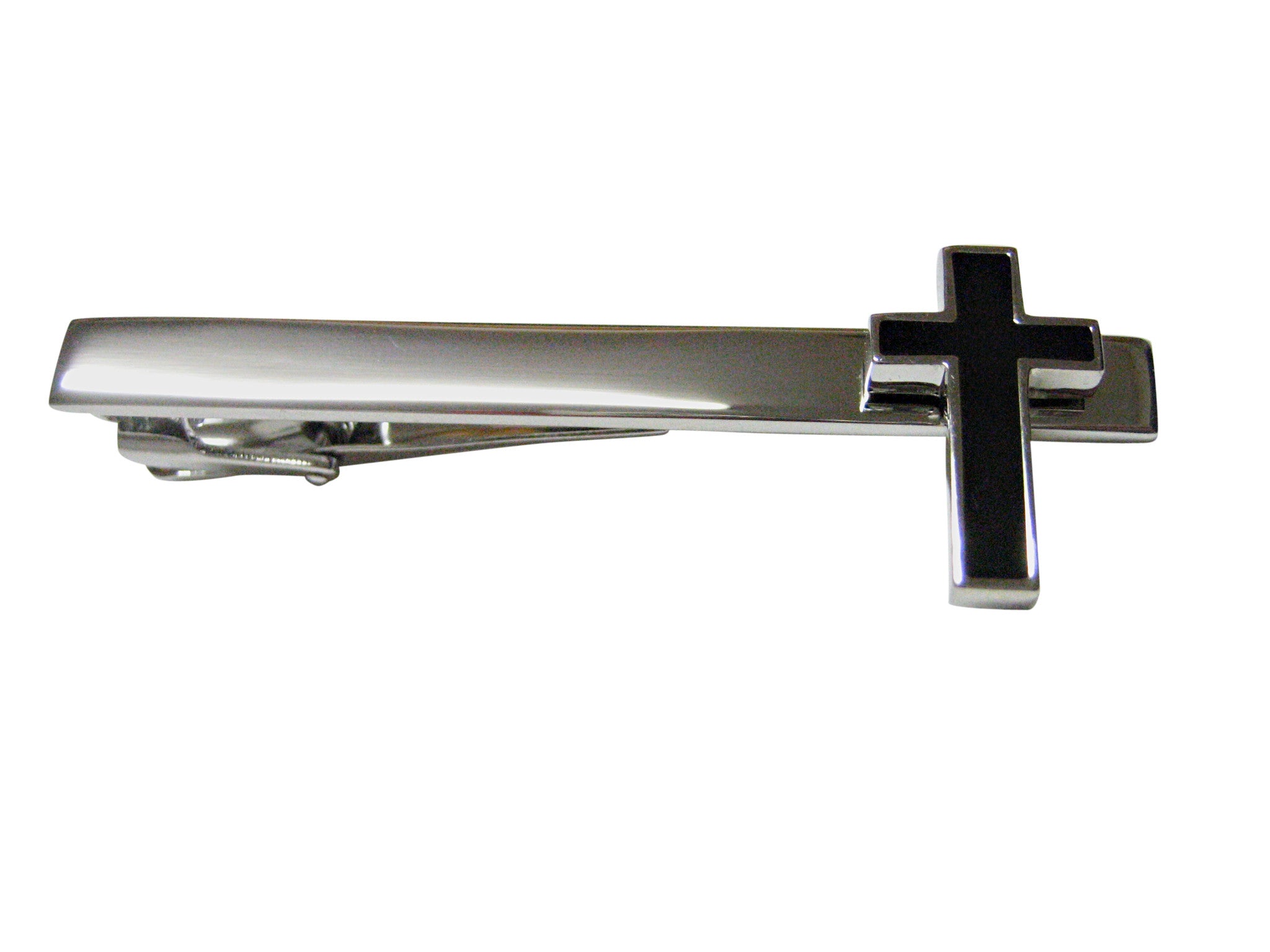 Religious Black Cross Square Tie Clip