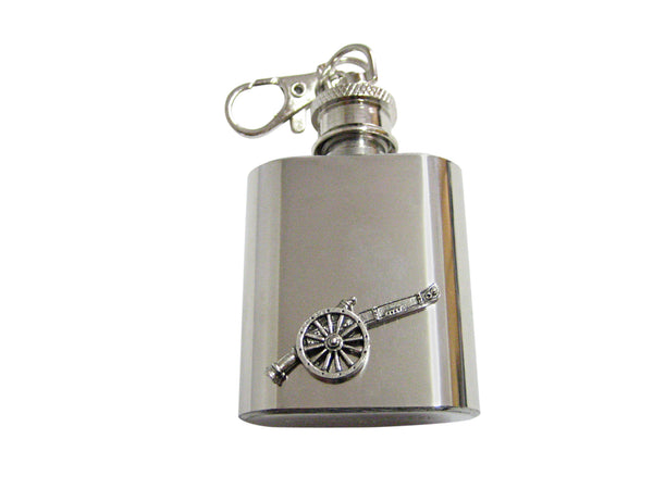 Retro War Cannon 1 Oz. Stainless Steel Key Chain Flask