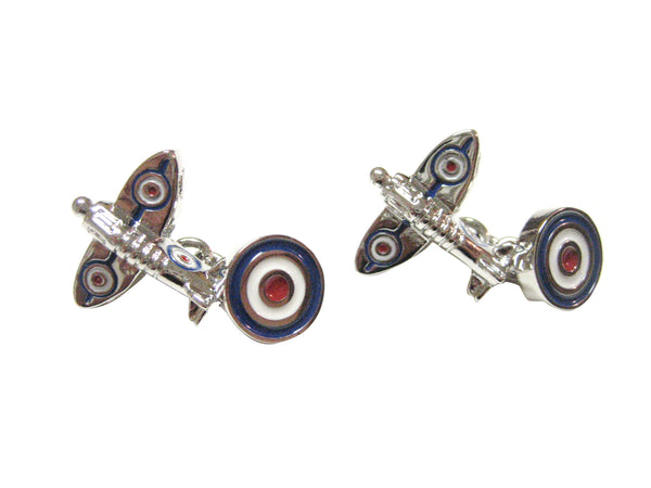Two Toned Retro Plane And Roundrel Cufflinks