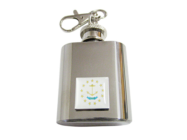 Rhode Island State Flag Pendant 1 Oz. Stainless Steel Key Chain Flask