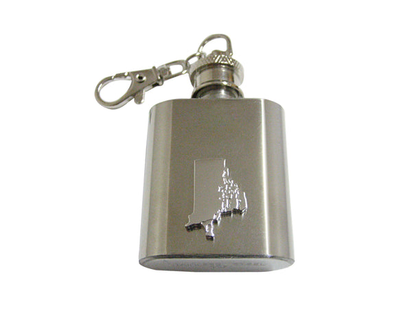 Rhode Island State Map Shape 1oz Keychain Flask